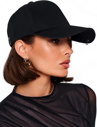 Crystal Sandwich Brim High Crown Baseball Cap – Logo-Free – Deep Fit Hat for Men & Women – Minimalist Structured Design Jet Black in Saudi Arabia