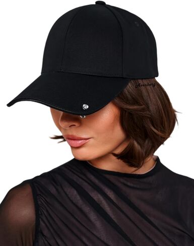 Crystal Sandwich Brim High Crown Baseball Cap – Logo-Free – Deep Fit Hat for Men & Women – Minimalist Structured Design Jet Black in Saudi Arabia