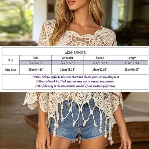 Swimsuit Coverup for Women Plain Tassel Hollow out 3/4 Sleeve Summer Bathing Suit Beach Knit Cover Ups in Kuwait