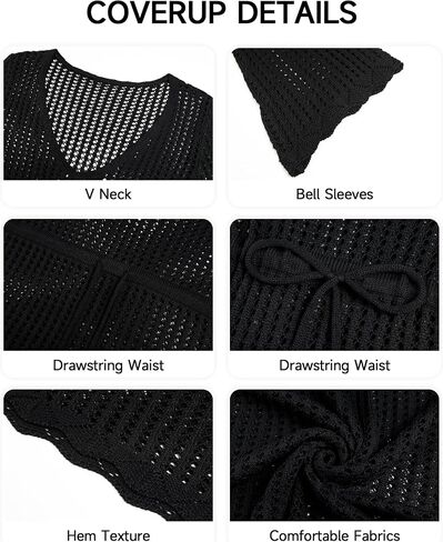 Bsubseach Crochet Swimsuit Coverup for Women Summer Bathing Suit Beach Cover Ups Mesh Knit Dress Vacation Outfits in Kuwait