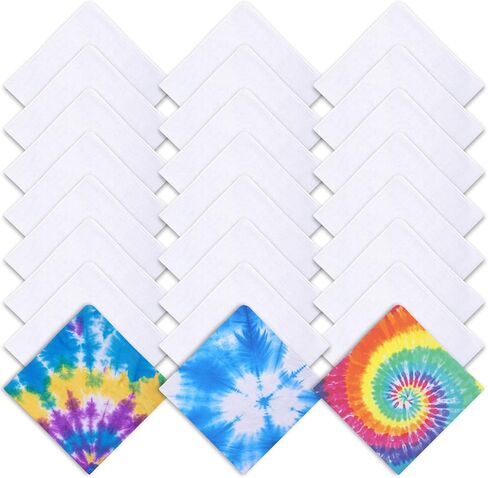 24 PCS 100% Cotton White Bandana bulk for tie dye blank bandanas pack cotton handkerchiefs Unisex Bandanas Men Head Wrap，22" x 22" in Saudi Arabia