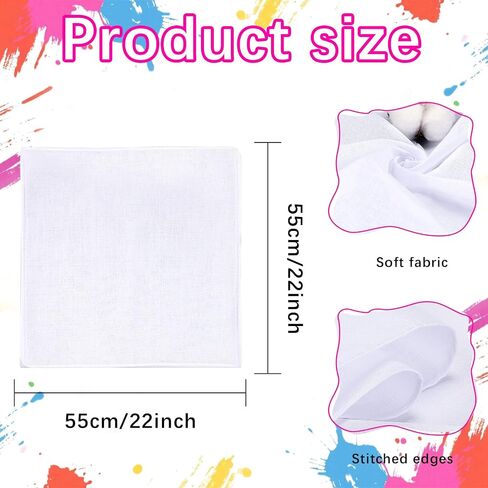 24 PCS 100% Cotton White Bandana bulk for tie dye blank bandanas pack cotton handkerchiefs Unisex Bandanas Men Head Wrap，22" x 22" in Saudi Arabia