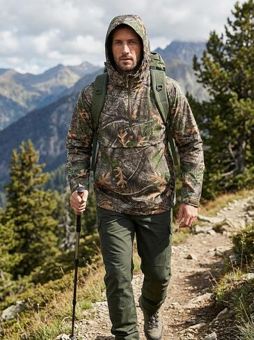 Mens Rain Jacket Water Resistant Windbreaker Pullover Packable Lightweight Hooded Coat for Golf Hiking Hunting in Kuwait