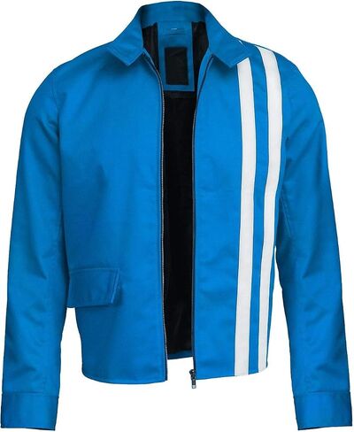 Mens Speed Racer Movie Retro Classic Stripes Motorcycle Jacket - Steve Cotton Biker Jacket Men in Saudi Arabia