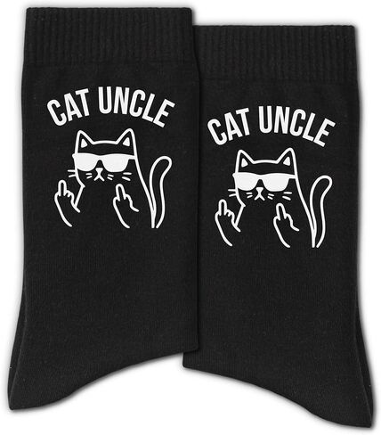 Funny Cat Dad Uncle Grandpa Socks, Black Crew Socks for Family Men in Saudi Arabia