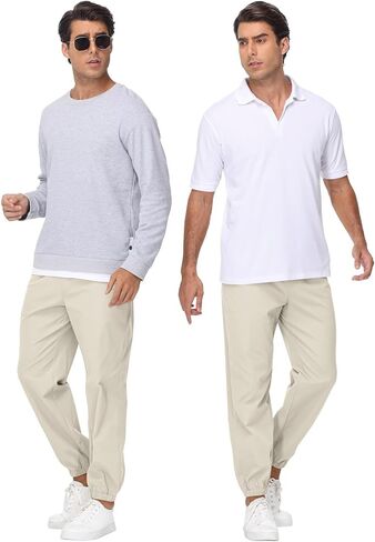 Tyhengta Mens Relaxed Fit Chino Jogger Pants with Zipper Pockets in Saudi Arabia