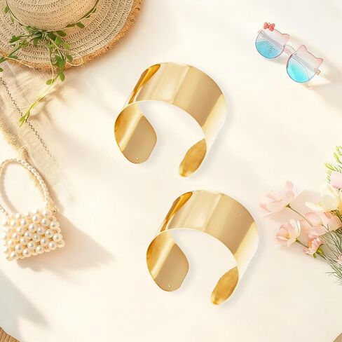 4 Pcs DIY Corsage Wrist Bracelet Bands Gold Bride Cuff Bracelets for Women Adjustable Chunky Gold Bangles Trendy Gold Jewelry for Bridal Party Prom, Party Accessories in Saudi Arabia
