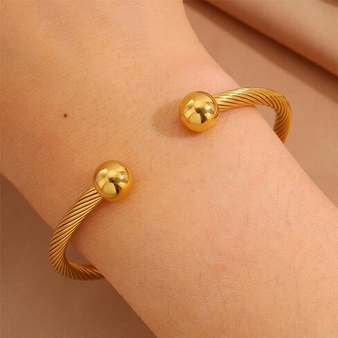 Minimalist Gold Bracelet for Women Adjustable Twisted Cable Design with Gold Accents in Kuwait