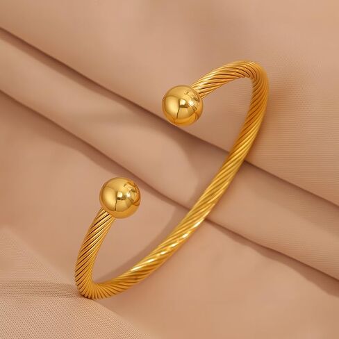Minimalist Gold Bracelet for Women Adjustable Twisted Cable Design with Gold Accents in Kuwait
