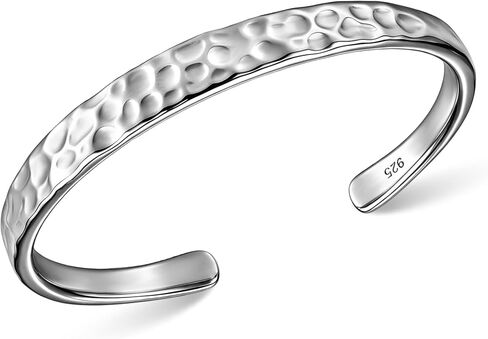 Hammered Silver Bangle Bracelet for Women, Hypoallergenic Textured Silver Cuff Bracelet, Dainty Minimalist Silver Bangle Jewelry for Everyday Wear in Kuwait