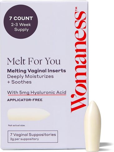 Womaness Melt for You Vaginal Moisturizing Suppositories for Dryness Relief, Hormone-Free Hyaluronic Acid Vaginal Inserts, Applicator-Free Melting Formula, 7 Count in Saudi Arabia
