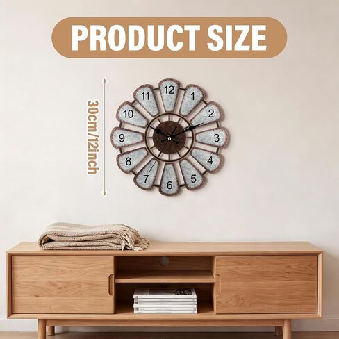12 Inch Wooden Rustic Windmill Farmhouse Wall Clock Distressed Wood Farmhouse Decor Non Ticking Silent Battery Operated Clock for Home Living Room Kitchen Bedroom Wall Decor in Saudi Arabia