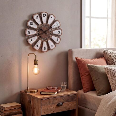 12 Inch Wooden Rustic Windmill Farmhouse Wall Clock Distressed Wood Farmhouse Decor Non Ticking Silent Battery Operated Clock for Home Living Room Kitchen Bedroom Wall Decor in Saudi Arabia