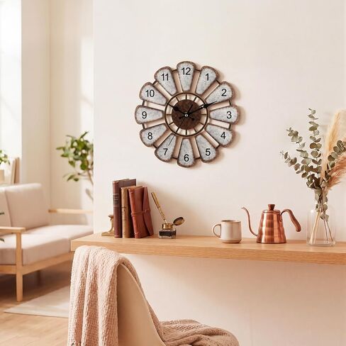 12 Inch Wooden Rustic Windmill Farmhouse Wall Clock Distressed Wood Farmhouse Decor Non Ticking Silent Battery Operated Clock for Home Living Room Kitchen Bedroom Wall Decor in Saudi Arabia