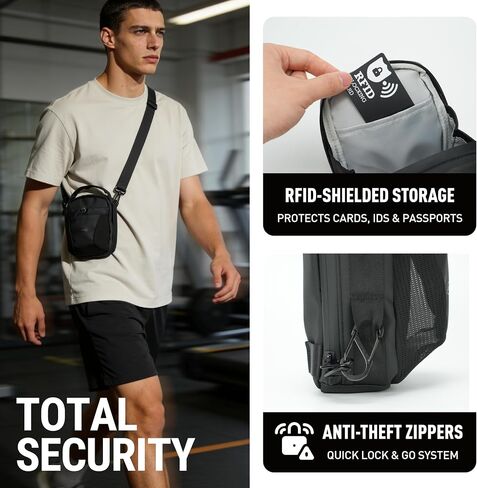 Magnetic Gym Bag with Anti-Theft Design, RFID-Blocking Anti-Theft Crossbody Bag for Men & Women, N52 Strong Magnets Clip to Racks/Golf Carts, Water-Resistant Travel/Daily use Crossbody Bag in Saudi Arabia