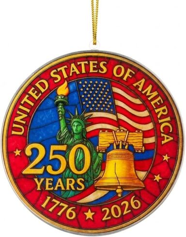 250 Anniversary USA Ornament, 2D Acrylic 250th Anniversary USA, 250 Anniversary USA Merchandise, America 250th Birthday Gifts, Patriotic Decorations, 4th of July Decorations, Independence Day Gifts in Saudi Arabia