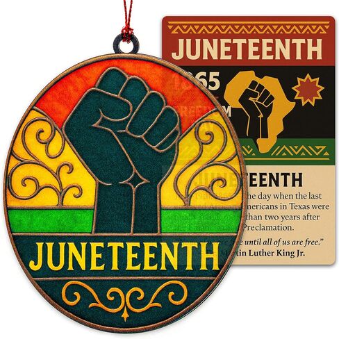 Juneteenth Decorations Celebration Suncatcher Decor, Black History Month Decorations with Story Card, Happy Juneteenth Freedom Day Suncatcher Ornament for Home, Window, Office, car in Saudi Arabia