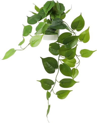Fake Pothos Hanging Plant – Artificial Plastic Ivy Vines with White Pot, Realistic Faux Greenery for Indoor Home Office Bathroom Shelf Cabinet Decoration in Kuwait