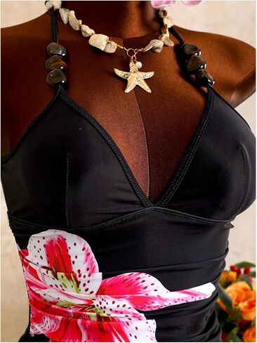 Verdusa Women's 2 Piece Tankini Floral Halter Bathing Suit Boho Swimsuits Vacation Cruise Outfits in Kuwait