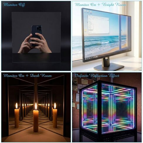 Novabright 6 Packs Two Way Mirror 12" x 16" x 0.04" Acrylic Infinity See Through Mirror 30% Transparent, Shatterproof 2 Way Mirrors Sheets for Smart Mirrors, Home Decor, Teleprompter & Theatrical Use in Kuwait
