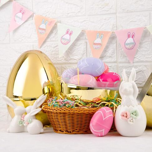 Supernal 3PCS Gold Plastic Eggs (10" Tall x 7" Wide) - Extra Large Fillable Golden Eggs Empty Storage Containers for Party Favor, Birthday Gift Baskets, Summer Camp in Saudi Arabia