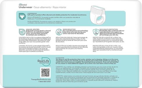 Tranquility Essential Disposable Absorbent Underwear LG 44-54 in. Waist, Moderate Absorbency Soft Protective Pull-On Underwear, Large, 100 Ct Case in Kuwait