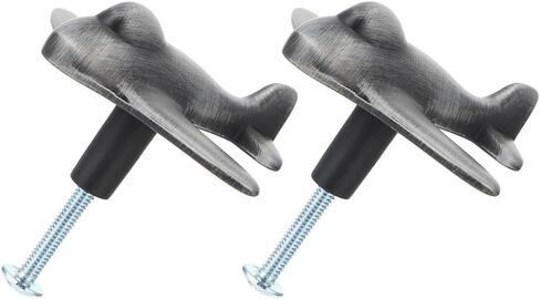 Toyvian Airplane Metal Drawer Handles for Bedroom Wardrobe Cabinet Pulls, Black Brushed Finish, 2pcs Set with Screws for Nursery Furniture in Kuwait