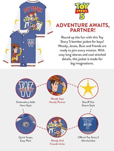سترة الربيع للأولاد من Disney Toy Story، سترة Woody Boys Bomber، سترات قطنية للأطفال، أزرق 3T in Kuwait
