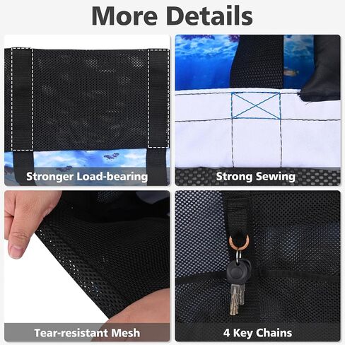 Fomaris Large Mesh Beach Bag for Women, Waterproof Sandproof Summer Tote with Sea Turtle Ocean Animal Print, Quick Sand Draining Swim Pool Travel Essentials for Family Cruise in Saudi Arabia