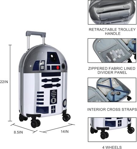 Bioworld Star Wars: Rebels R2D2 light weight 22" Shaped Rolling Luggage in Kuwait