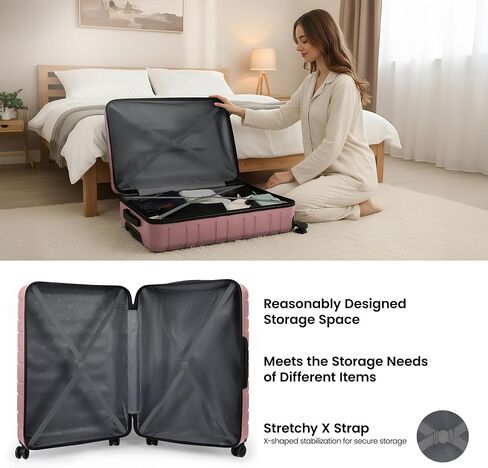 30" Hardside Large Checked Luggage,ABS Hardshell Suitcase with Spinner Wheels and NO LOCK,Durable Suitcase,Scratch-Resistant Surface,Lightweight Rolling Suitcase for Men/Women（Rose Gold,30in） in Saudi Arabia