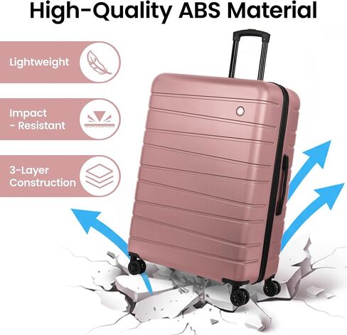 30" Hardside Large Checked Luggage,ABS Hardshell Suitcase with Spinner Wheels and NO LOCK,Durable Suitcase,Scratch-Resistant Surface,Lightweight Rolling Suitcase for Men/Women（Rose Gold,30in） in Saudi Arabia