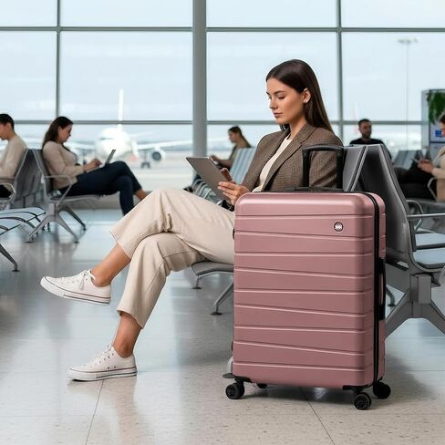 30" Hardside Large Checked Luggage,ABS Hardshell Suitcase with Spinner Wheels and NO LOCK,Durable Suitcase,Scratch-Resistant Surface,Lightweight Rolling Suitcase for Men/Women（Rose Gold,30in） in Saudi Arabia