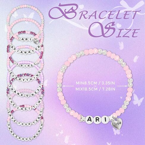 Ariana Inspired Merch Bracelets, 8PCS Glass Beaded Bracelet Jewelry Fan Gifts for Concert Outfit, Fan Meetups & Everyday Wear, Pop Music Lover Decor Accessories for Women in Saudi Arabia