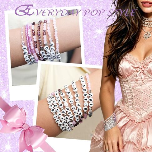 Ariana Inspired Merch Bracelets, 8PCS Glass Beaded Bracelet Jewelry Fan Gifts for Concert Outfit, Fan Meetups & Everyday Wear, Pop Music Lover Decor Accessories for Women in Saudi Arabia