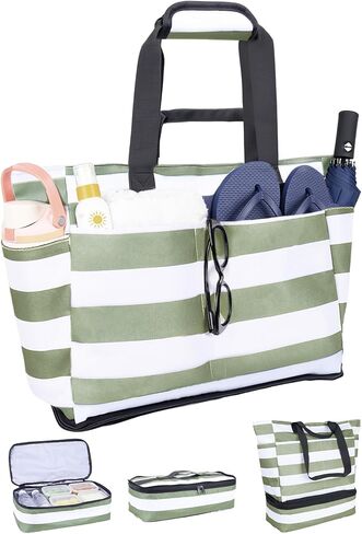 Beach Bag with Detachable Cooler, 62L Large Beach Bags Waterproof Sandproof for Women,Travel Tote Bag for Family in Saudi Arabia