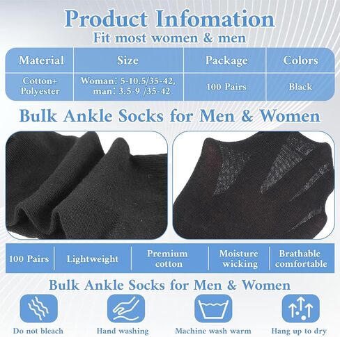 100 Pairs Bulk Mens Socks Low Cut Ankle Socks for Women No Show Sock Crew Sock for Men Moisture Wicking Casual Crew AthleticSocks for Sports Homeless Unisex Adult Breathable Work Running Hiking in Kuwait