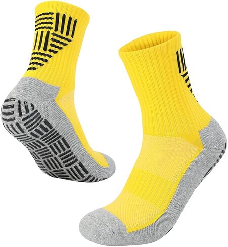 1/2/3 Pairs Men's Grip Soccer Socks for US 7-12.5, Anti-Slip Athletic Grippy Socks Non Slip Pads for Football in Saudi Arabia