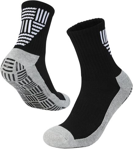 1/2/3 Pairs Men's Grip Soccer Socks for US 7-12.5, Anti-Slip Athletic Grippy Socks Non Slip Pads for Football in Kuwait