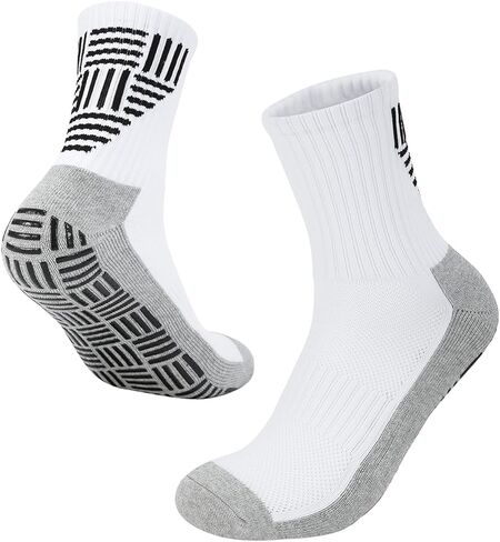 1/2/3 Pairs Men's Grip Soccer Socks for US 7-12.5, Anti-Slip Athletic Grippy Socks Non Slip Pads for Football in Kuwait