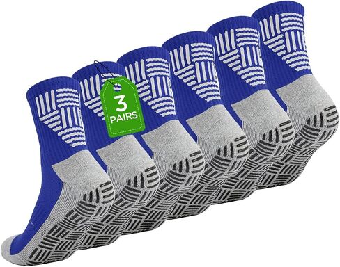 1/2/3 Pairs Men's Grip Soccer Socks for US 7-12.5, Anti-Slip Athletic Grippy Socks Non Slip Pads for Football in Kuwait