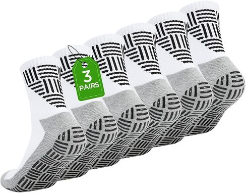 1/2/3 Pairs Men's Grip Soccer Socks for US 7-12.5, Anti-Slip Athletic Grippy Socks Non Slip Pads for Football in Kuwait