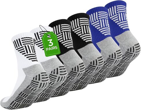 1/2/3 Pairs Men's Grip Soccer Socks for US 7-12.5, Anti-Slip Athletic Grippy Socks Non Slip Pads for Football in Kuwait