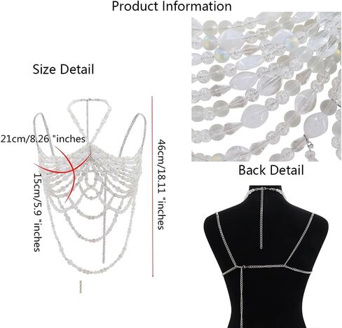 Handmade Crystal Body Chain Mermaid Top Rave Outfit Chains Body Jewelry for Women in Saudi Arabia
