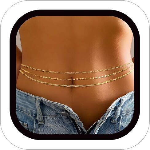 14K Gold Plated Silver Plated Waist Chain for Women,Boho Waist Beads Layered Belly Chain,Sexy Bikini Beach Jewelry Body Chain Jewelry for Summer Vacation Party Daily Wear in Saudi Arabia