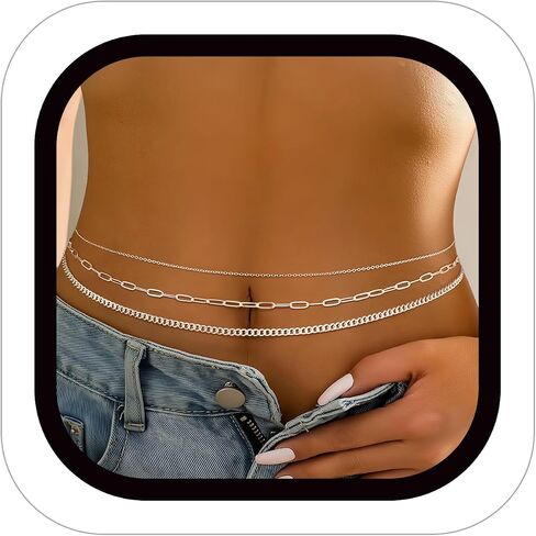 14K Gold Plated Silver Plated Waist Chain for Women,Boho Waist Beads Layered Belly Chain,Sexy Bikini Beach Jewelry Body Chain Jewelry for Summer Vacation Party Daily Wear in Saudi Arabia