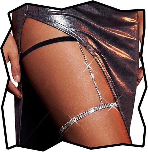 Rhinestone Thigh Jewelry Silver Thigh Chain Body Jewelry for Women in Saudi Arabia