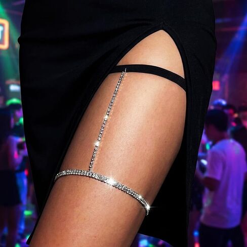 Rhinestone Thigh Jewelry Silver Thigh Chain Body Jewelry for Women in Saudi Arabia