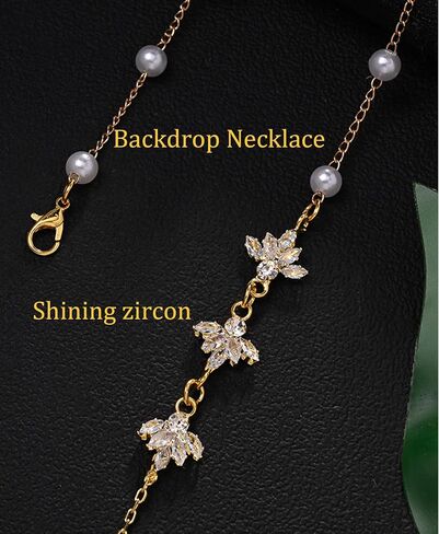Longita Pearl Back Necklace for Backless Dress Back Jewelry Backdrop Pearl Necklace Back Chain Gold Body Chain Jewelry for Women Sexy Trendy Dainty Summer Bride Accessories in Saudi Arabia