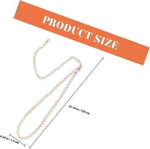Women Pearl Waist Chain - Double Row White Pearl Dress Belt Elegant Body Chain for Wedding Party Accessory in Kuwait